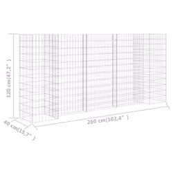 vidaXL H-Shaped Gabion Planter Steel Wire 260x40x120cm Gabion Basket Wall Pot - Additional view 5