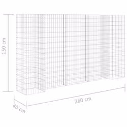 vidaXL H-Shaped Gabion Planter Steel Wire 260x40x150cm Gabion Basket Wall Pot - Additional view 5