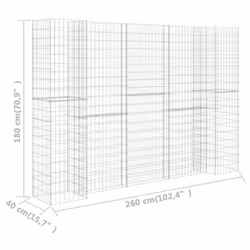 vidaXL H-Shaped Gabion Planter Steel Wire 260x40x180cm Gabion Basket Wall Pot - Additional view 4
