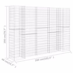 vidaXL H-Shaped Gabion Planter Steel Wire 260x40x200cm Gabion Basket Wall Pot - Additional view 5