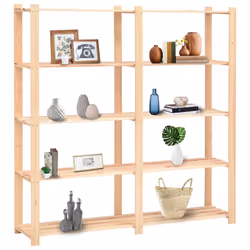 vidaXL Solid Pinewood 5-Tier Storage Rack 170x38x170cm 500kg Organiser