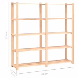 vidaXL Solid Pinewood 5-Tier Storage Rack 170x38x170cm 500kg Organiser - Additional view 4