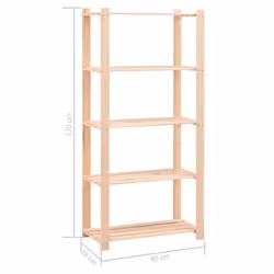 vidaXL Solid Pinewood 5-Tier Storage Rack 80x38x170cm 250kg Organiser - Additional view 6