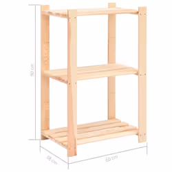 vidaXL Solid Pinewood 3-Tier Storage Rack 60x38x90cm 150kg Organiser Unit - Additional view 7