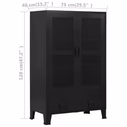 vidaXL Office Cabinet with Mesh Doors Steel 75x40x120cm Black Filing Cabinet - Additional view 8