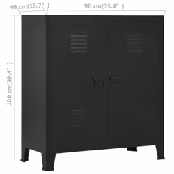 vidaXL Industrial Storage Chest Black Steel Sideboard Cabinet Storage Trunk