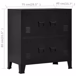 vidaXL Industrial Storage Chest Black 75x40x80 cm Steel Sideboard Cabinet - Additional view 6