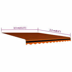 vidaXL Awning Top Sunshade Canvas Orange and Brown 350x250 cm Awning Canvas - Additional view 4