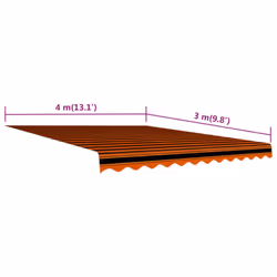 vidaXL Awning Top Sunshade Canvas Orange and Brown 400x300 cm Awning Canvas