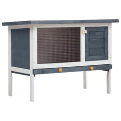 vidaXL Outdoor Rabbit Hutch 1 Layer Grey Wood Pet House Habitat Cage Carrier
