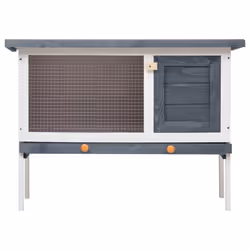 vidaXL Outdoor Rabbit Hutch 1 Layer Grey Wood Pet House Habitat Cage Carrier