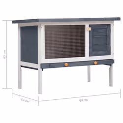 vidaXL Outdoor Rabbit Hutch 1 Layer Grey Wood Pet House Habitat Cage Carrier - Additional view 6