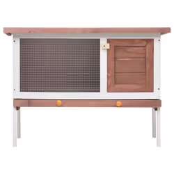 vidaXL Outdoor Rabbit Hutch 1 Layer Brown Wood Pet House Habitat Cage Carrier