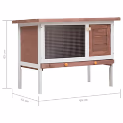 vidaXL Outdoor Rabbit Hutch 1 Layer Brown Wood Pet House Habitat Cage Carrier - Additional view 6