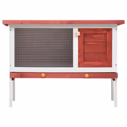 vidaXL Outdoor Rabbit Hutch 1 Layer Red Wood Pet House Habitat Cage Carrier