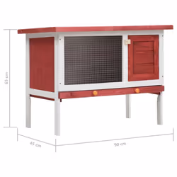 vidaXL Outdoor Rabbit Hutch 1 Layer Red Wood Pet House Habitat Cage Carrier - Additional view 6