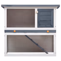 vidaXL Outdoor Rabbit Hutch 1 Door Grey Wood Pet House Habitat Cage Carrier