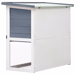 vidaXL Outdoor Rabbit Hutch 1 Door Grey Wood Pet House Habitat Cage Carrier
