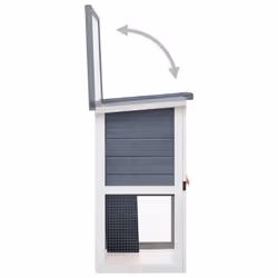 vidaXL Outdoor Rabbit Hutch 1 Door Grey Wood Pet House Habitat Cage Carrier - Additional view 4