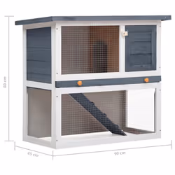 vidaXL Outdoor Rabbit Hutch 1 Door Grey Wood Pet House Habitat Cage Carrier - Additional view 6