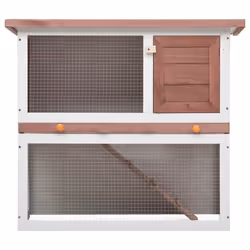 vidaXL Outdoor Rabbit Hutch 1 Door Brown Wood Pet House Habitat Cage Carrier