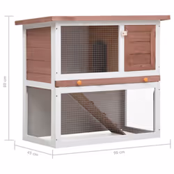vidaXL Outdoor Rabbit Hutch 1 Door Brown Wood Pet House Habitat Cage Carrier - Additional view 6