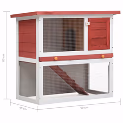 vidaXL Outdoor Rabbit Hutch 1 Door Red Wood Pet House Habitat Cage Carrier - Additional view 6