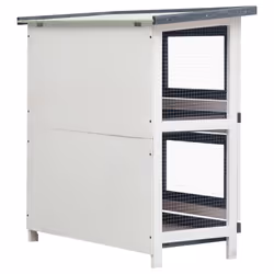 vidaXL Outdoor Rabbit Hutch 4 Doors Grey Wood Pet House Habitat Cage Carrier - Additional view 4