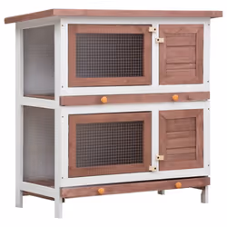 vidaXL Outdoor Rabbit Hutch 4 Doors Brown Wood Pet House Habitat Cage Carrier