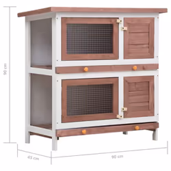vidaXL Outdoor Rabbit Hutch 4 Doors Brown Wood Pet House Habitat Cage Carrier - Additional view 6
