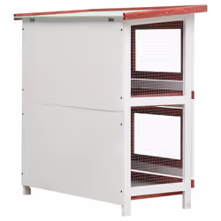 vidaXL Outdoor Rabbit Hutch 4 Doors Red Wood Pet House Habitat Cage Carrier - Additional view 4