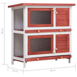 vidaXL Outdoor Rabbit Hutch 4 Doors Red Wood Pet House Habitat Cage Carrier - Additional view 6