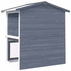 vidaXL Outdoor Rabbit Hutch 3 Doors Grey Wood Pet House Habitat Cage Carrier - Additional view 3