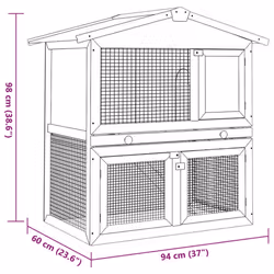 vidaXL Outdoor Rabbit Hutch 3 Doors Red Wood Pet House Habitat Cage Carrier - Additional view 3
