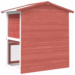 vidaXL Outdoor Rabbit Hutch 3 Doors Red Wood Pet House Habitat Cage Carrier - Additional view 4