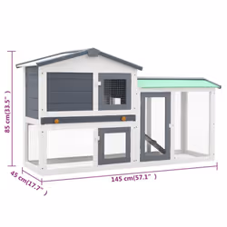 vidaXL Outdoor Large Rabbit Hutch Grey and White Wood Small Animal Shelter - Additional view 3