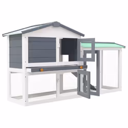 vidaXL Outdoor Large Rabbit Hutch Grey and White Wood Small Animal Shelter - Additional view 4