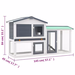 vidaXL Outdoor Large Rabbit Hutch Grey and White Wood Small Animal Shelter - Additional view 5