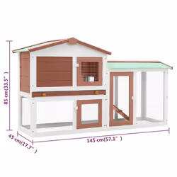 vidaXL Outdoor Large Rabbit Hutch Brown and White Wood Small Animal Cage House - Additional view 3