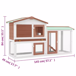 vidaXL Outdoor Large Rabbit Hutch Brown and White Wood Small Animal Cage House - Additional view 6