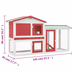 vidaXL Outdoor Large Rabbit Hutch Red and White Wood Outdoor Pet Animal Cage - Additional view 10