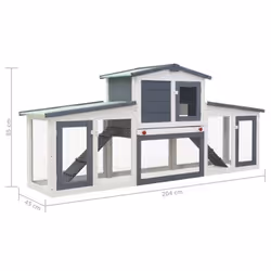 vidaXL Outdoor Large Rabbit Hutch Grey and White Wood Outdoor Pet Shelter - Additional view 6