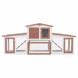 vidaXL Outdoor Large Rabbit Hutch Brown and White Wood Small Animal Shelter