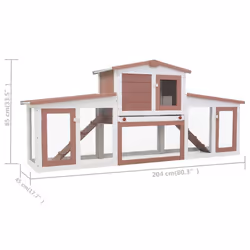 vidaXL Outdoor Large Rabbit Hutch Brown and White Wood Small Animal Shelter - Additional view 6