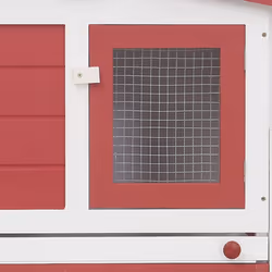 vidaXL Outdoor Large Rabbit Hutch Red and White Wood Small Animal Enclosure - Additional view 5