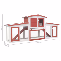 vidaXL Outdoor Large Rabbit Hutch Red and White Wood Small Animal Enclosure - Additional view 6