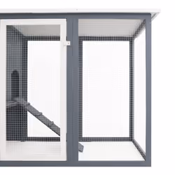 vidaXL Outdoor Chicken Cage Hen House with 1 Egg Cage Grey Wood Habitat Cage - Additional view 4