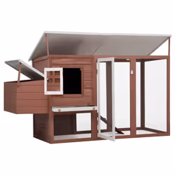 vidaXL Outdoor Chicken Cage Hen House with 1 Egg Cage Brown Wood Habitat Cage
