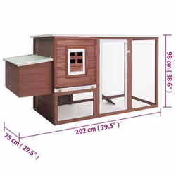 vidaXL Outdoor Chicken Cage Hen House with 1 Egg Cage Brown Wood Habitat Cage - Additional view 7