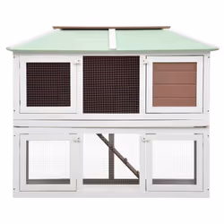 vidaXL Animal Rabbit Cage Double Floor Brown Wood Pet Habitat Hutch Carrier - Additional view 2